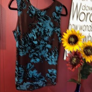 Who What Wear Blue and Brown Sleeveless Top